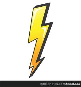 Yellow lightning bolt in cartoon style. Lightning bolt