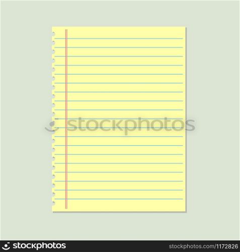 Yellow lined paper. Notebook paper sheet. Blank paper notepad in line vector. Yellow lined paper. Notebook paper sheet. Blank paper notepad in line