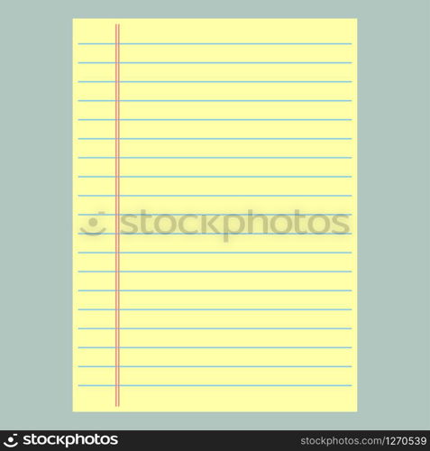 Yellow lined paper. Vector illustration