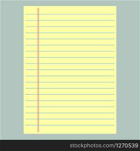 Yellow lined paper. Vector illustration