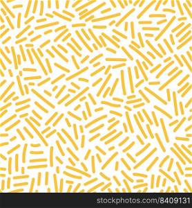 Yellow lines seamless pattern in doodle style. Hand drawn confetti endless wallpaper. Design for fabric, textile print, wrapping, cover. Children vector illustration. Yellow lines seamless pattern in doodle style. Hand drawn confetti endless wallpaper.