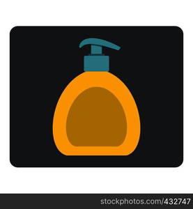 Yellow liquid soap bottle icon flat isolated on white background vector illustration. Yellow liquid soap bottle icon isolated