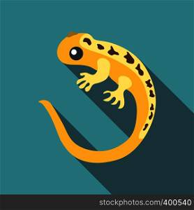 Yellow lizard icon. Flat illustration of yellow lizard vector icon for web. Yellow lizard icon, flat style