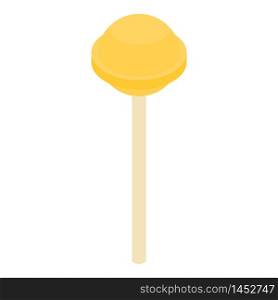 Yellow lollipop icon. Isometric of yellow lollipop vector icon for web design isolated on white background. Yellow lollipop icon, isometric style