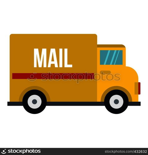 Yellow mail truck icon flat isolated on white background vector illustration. Yellow mail truck icon isolated