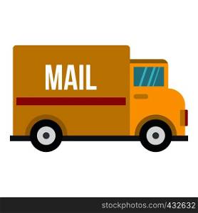 Yellow mail truck icon flat isolated on white background vector illustration. Yellow mail truck icon isolated