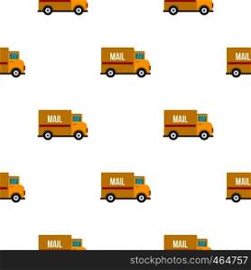 Yellow mail truck pattern seamless flat style for web vector illustration. Yellow mail truck pattern flat