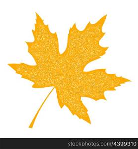 Yellow Maple Leaf with grange texture on a white background. Autumn maple leaf, a symbol &#xA;of autumn. Element of nature, flora. Stock vector illustration