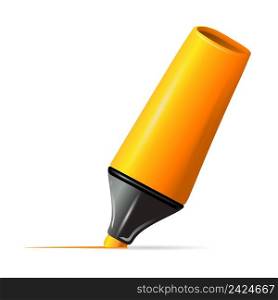 Yellow marker drawing line. Design element. For banners, posters, leaflets and brochures.