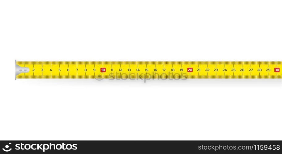 Yellow measure tape. Ruler. An instrument for measuring length. Vector stock illustration.. Yellow measure tape. Ruler. An instrument for measuring length. Vector stock illustration