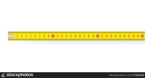 Yellow measure tape. Ruler. An instrument for measuring length. Vector stock illustration.. Yellow measure tape. Ruler. An instrument for measuring length. Vector stock illustration