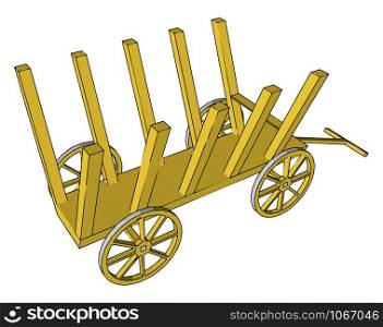 Yellow old car, illustration, vector on white background.