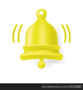 Yellow or Gold Bell Icon Isolated on White Background.. Yellow or Gold Bell Icon Isolated on White Background