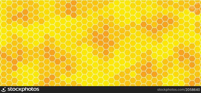 Yellow, orange beehive background. Honeycomb, bees hive cells pattern. Bee honey shapes. Vector geometric seamless texture symbol. Hexagon, hexagonal raster, mosaic cell sign or icon. Gradation color.