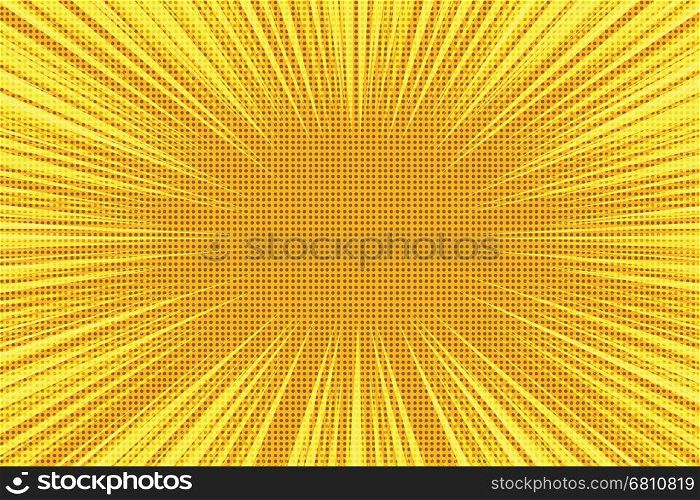 Yellow orange rays background. Vintage pop art retro illustration. Yellow orange rays pop art retro vintage background