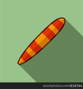 Yellow orange surfboard icon. Flat illustration of yellow orange surfboard vector icon for web design. Yellow orange surfboard icon, flat style