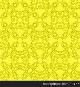 Yellow Ornamental Seamless Line Pattern. Endless Texture. Oriental Geometric Ornament. Yellow Ornamental Seamless Line Pattern.