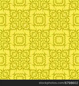 Yellow Ornamental Seamless Line Pattern. Endless Texture. Oriental Geometric Ornament. Yellow Ornamental Seamless Line Pattern