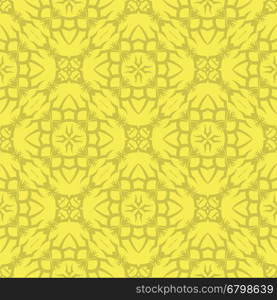 Yellow Ornamental Seamless Line Pattern. Endless Texture. Oriental Geometric Ornament. Yellow Ornamental Seamless Line Pattern