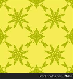 Yellow Ornamental Seamless Line Pattern. Endless Texture. Oriental Geometric Ornament. Yellow Ornamental Seamless Pattern