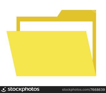 Yellow paper document online web button isolated on white. Vector folder icon, data storage symbol, computer portfolio sign. Archive with information. Yellow Paper Document Online Web Button Isolated