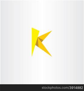yellow paper letter k triangle logo emblem