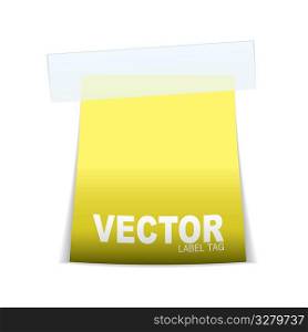 yellow paper tag note with sticky tape and shadow