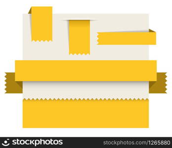 Yellow paper tags - Vector ribbons, stripes and bookmars