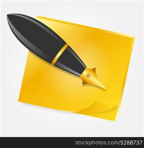 Yellow paper with ink pen icon vector illustration
