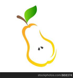 Yellow pear fruit icon hand draw on white, stock vector drawing illustration