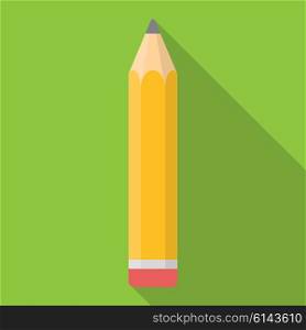Yellow Pencil Flat Icon with Long Shadow Vector Illustration EPS10. Yellow Pencil Flat Icon with Long Shadow Vector Illustration