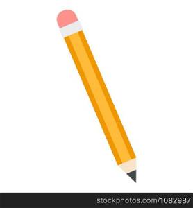 Yellow pencil icon. Flat illustration of yellow pencil vector icon for web design. Yellow pencil icon, flat style