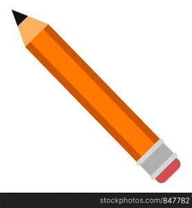 Yellow pencil icon. Flat illustration of yellow pencil vector icon for web design. Yellow pencil icon, flat style
