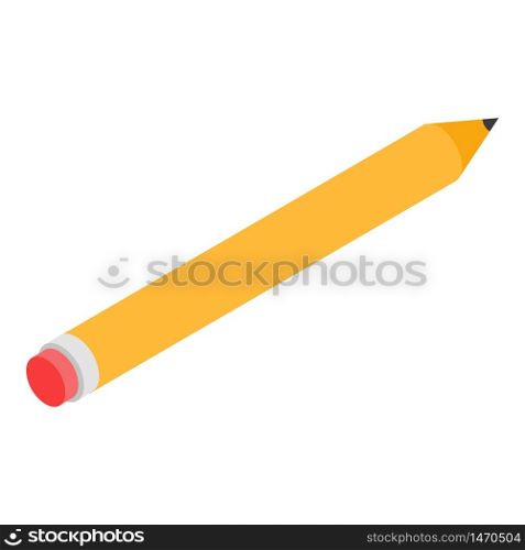 Yellow pencil icon. Isometric of yellow pencil vector icon for web design isolated on white background. Yellow pencil icon, isometric style