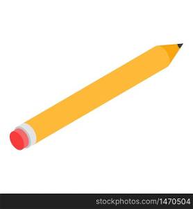 Yellow pencil icon. Isometric of yellow pencil vector icon for web design isolated on white background. Yellow pencil icon, isometric style