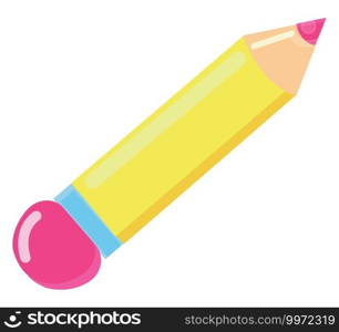 Yellow pencil, illustration, vector on white background