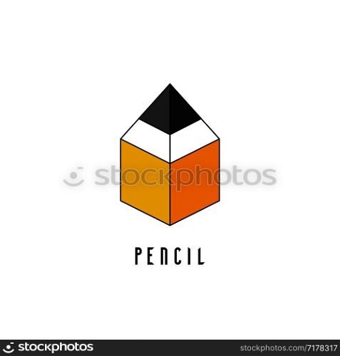 Yellow Pencil logo. Pencil logo isolated. Pencil in isometric design. Eps10. Yellow Pencil logo. Pencil logo isolated. Pencil in isometric design