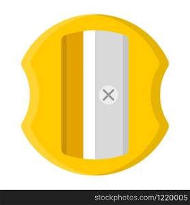 Yellow pencil sharpener isolated on white background. Cartoon style. Vector illustration for any design.
