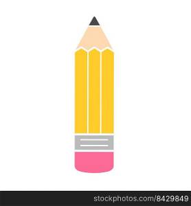 Yellow pencil vector Concept of back to school. Isolated on white background.