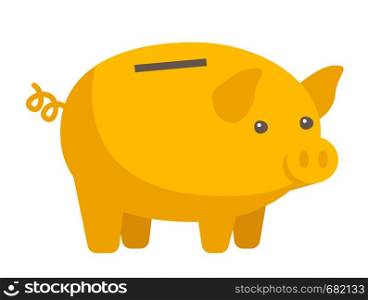 Yellow piggy bank vector cartoon illustration isolated on white background.. Yellow piggy bank vector cartoon illustration.