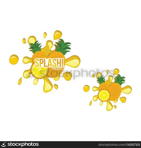 Yellow Pineapple Fruit Fresh Splash Juice Drink Illustration