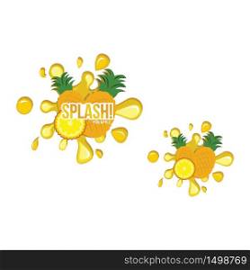 Yellow Pineapple Fruit Fresh Splash Juice Drink Illustration