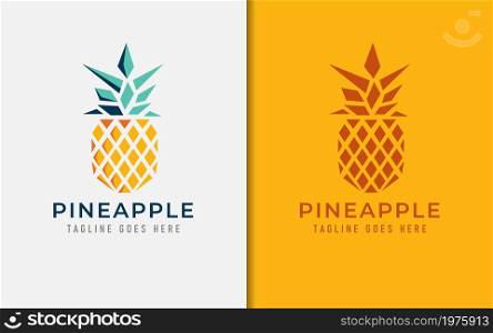 Yellow Pineapple Logo Vector Illustration with Modern Style Concept. Graphic Design Element.