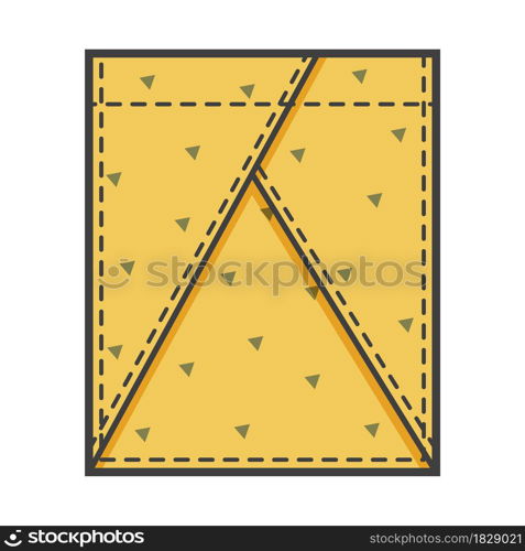 Yellow pocket patch. Element for uniform or casual style clothes, dresses and shirts. Color vector illustration.. Yellow pocket patch. Element for uniform or casual style clothes, dresses and shirts. Color vector illustration