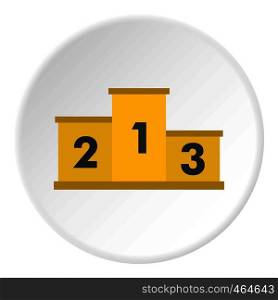 Yellow podium winners icon in flat circle isolated vector illustration for web. Yellow podium winners icon circle