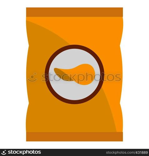 Yellow pouch of potato chips icon flat isolated on white background vector illustration. Yellow pouch of potato chips icon isolated