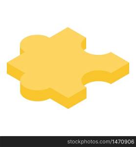 Yellow puzzle piece icon. Isometric of yellow puzzle piece vector icon for web design isolated on white background. Yellow puzzle piece icon, isometric style