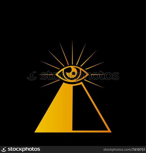 yellow pyramid icon isolated on black background
