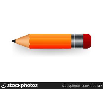 Yellow realistic pencil with shadow. Vector illustration isolated on white background. Yellow realistic pencil with shadow. Vector illustration isolated on white background.