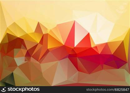 Yellow red horizontal abstract background. Low polygonal diamond pattern. Vibrant mosaic polygonal texture.